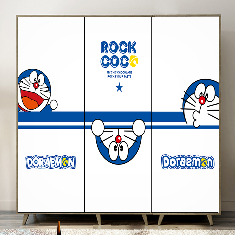 个性创意卡通儿童衣柜门贴纸自粘翻新装饰改造改色贴膜推拉移门