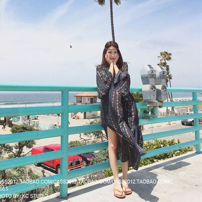 海边度假裙波西米亚长裙海滩裙沙滩裙中长款连衣裙泰国渡假裙子女