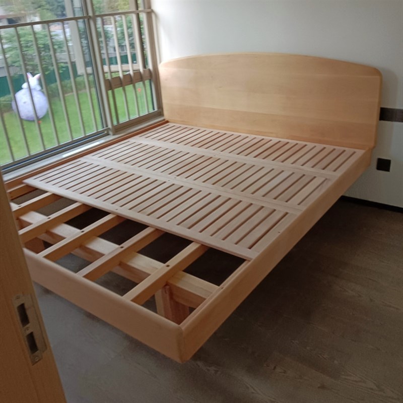 新品上架靠背榉木日式榉木床无床头榉木悬浮床榻榻米悬浮床拼接床