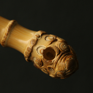 精品纯手工制作天然满钉小竹根烟嘴竹制把玩烟斗过滤嘴实心竹把件