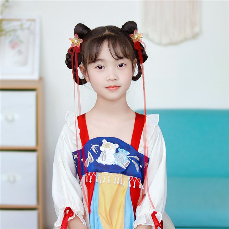 小美妮女童汉服发夹儿童古风发饰女孩中国风仙气飘带发卡流苏头饰图片