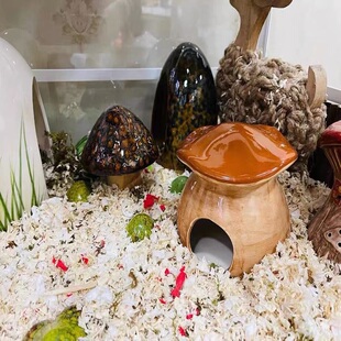 亚宠展蘑菇陶瓷仓鼠窝躲避屋金丝熊窝房子避难所降温冰屋睡窝夏天