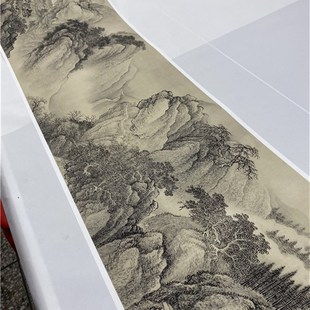 新品清王翚 溪山行旅图 仿古山水长卷国画高清微喷复制品学习临摹