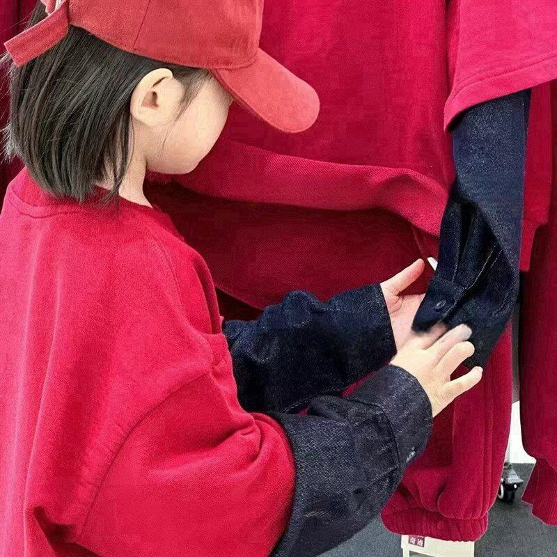 男女童洋气假两件拼接卫衣春秋款儿童宽松纯棉打底衫长袖T恤上衣