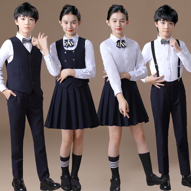 儿童大合唱演出服中小学生朗诵比赛服装学院风男女童校服演讲礼服图片