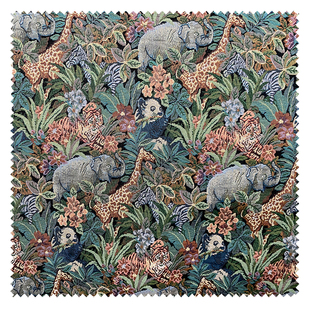 复古艺术大象动物提花面料外套裙子手工帽抱枕沙发套服装 设计面料