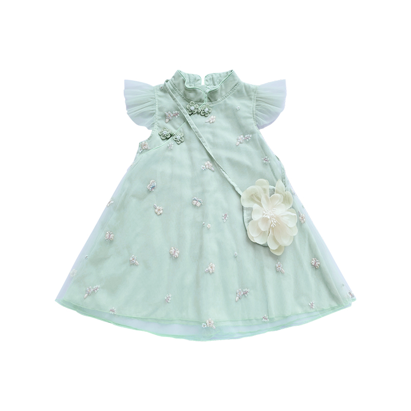 女童旗袍连衣裙夏季洋气2022新款夏装儿童网纱夏装中国风公主裙子