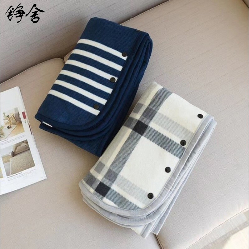 办公室新款铮舍绿格学生午睡披肩盖毯加厚珊瑚绒沙发冬懒人小盖腿