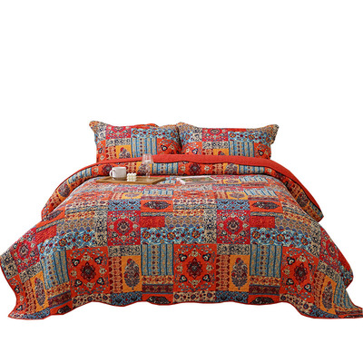 水洗纯棉绗缝被三件套全棉床盖夹棉床单防滑不跑床加大尺寸榻榻米