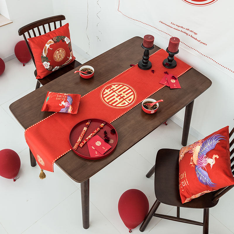 轻奢喜事餐桌桌旗布艺绒布桌旗防水防烫茶几桌旗布电视柜桌旗茶艺,居家布艺,桌旗,淘宝优惠券,粉丝福利购,淘宝优惠卷