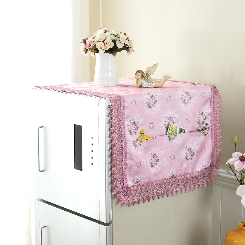 1折出清 田园冰箱防尘罩冰箱巾单开门双开门收纳袋防尘盖布盖巾
