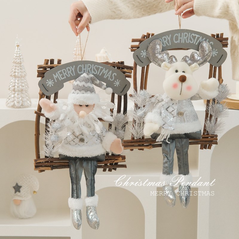 圣诞节装饰品花环门挂圣诞老人雪人挂饰挂件店铺场景布置装扮道具