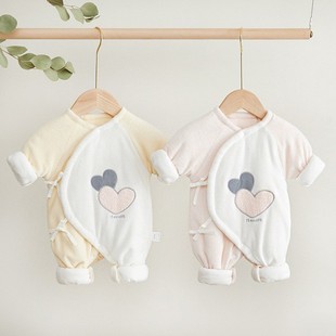 新生婴儿儿衣服秋冬加绒夹棉加厚早产儿小码月子52码宝宝连体衣59