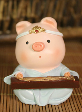 古代古装小猪摆件琴棋书画宫廷风可爱公仔装饰礼品送闺蜜同学新年