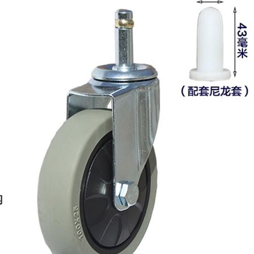 100*25餐车脚轮4寸万向轮静音轮插杆轮三层餐车转轮刹车推车滑轮