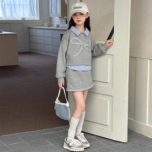 女童套装春装2025新款儿童洋气卫衣女孩大童时髦春秋款两件套裙子