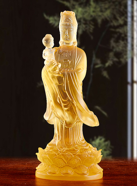 送子观音神像摆件观世音菩萨立像求子神像供奉家用琉璃佛像定制