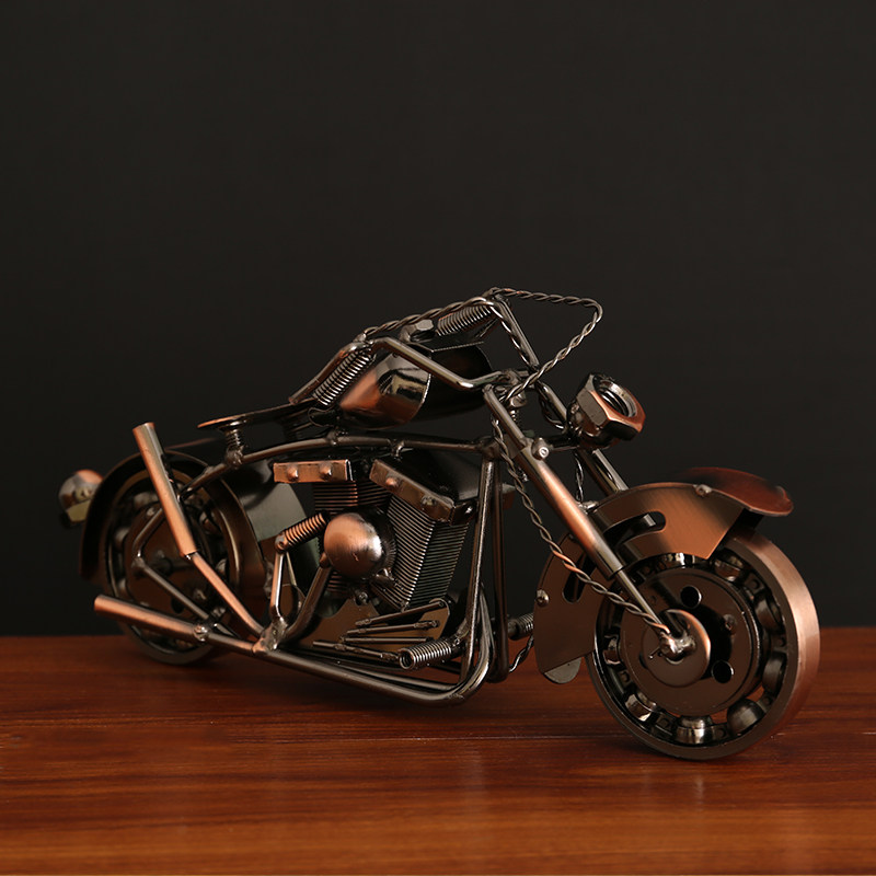 复古金属摩托车模型摆件家居小摆设玄关书架酒柜装饰品创意工艺品