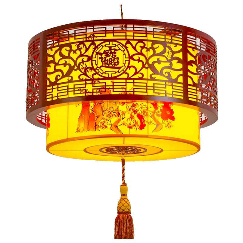 新古典木艺雕花灯笼灯餐厅酒店走廊小吊灯中式火锅店饭店宴会厅灯