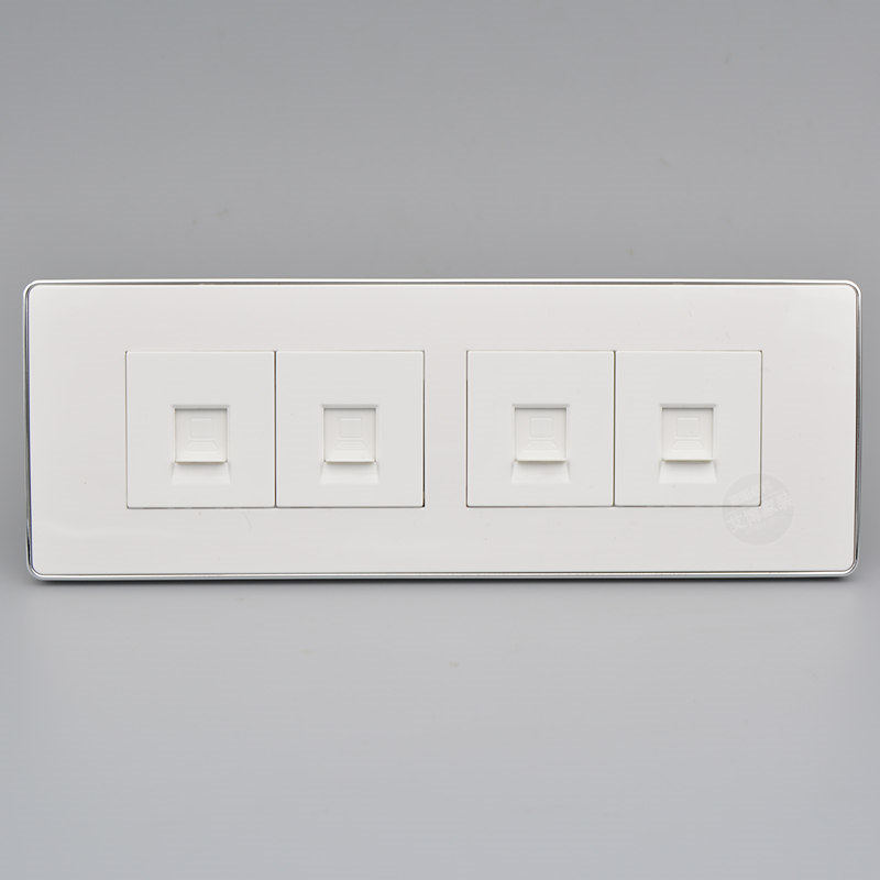 118型四位超六类网络面板含4个千兆网线口面板四口超六类电脑插座