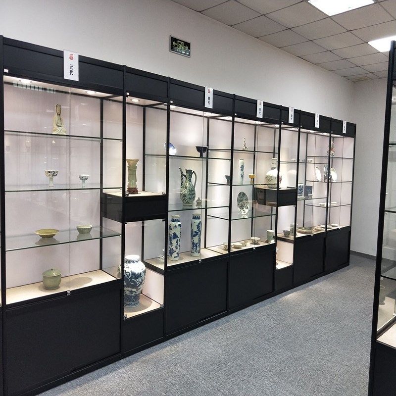 古董收藏柜玻璃高柜工艺品展示架立式古董展示柜瓷器摆件陈列柜子