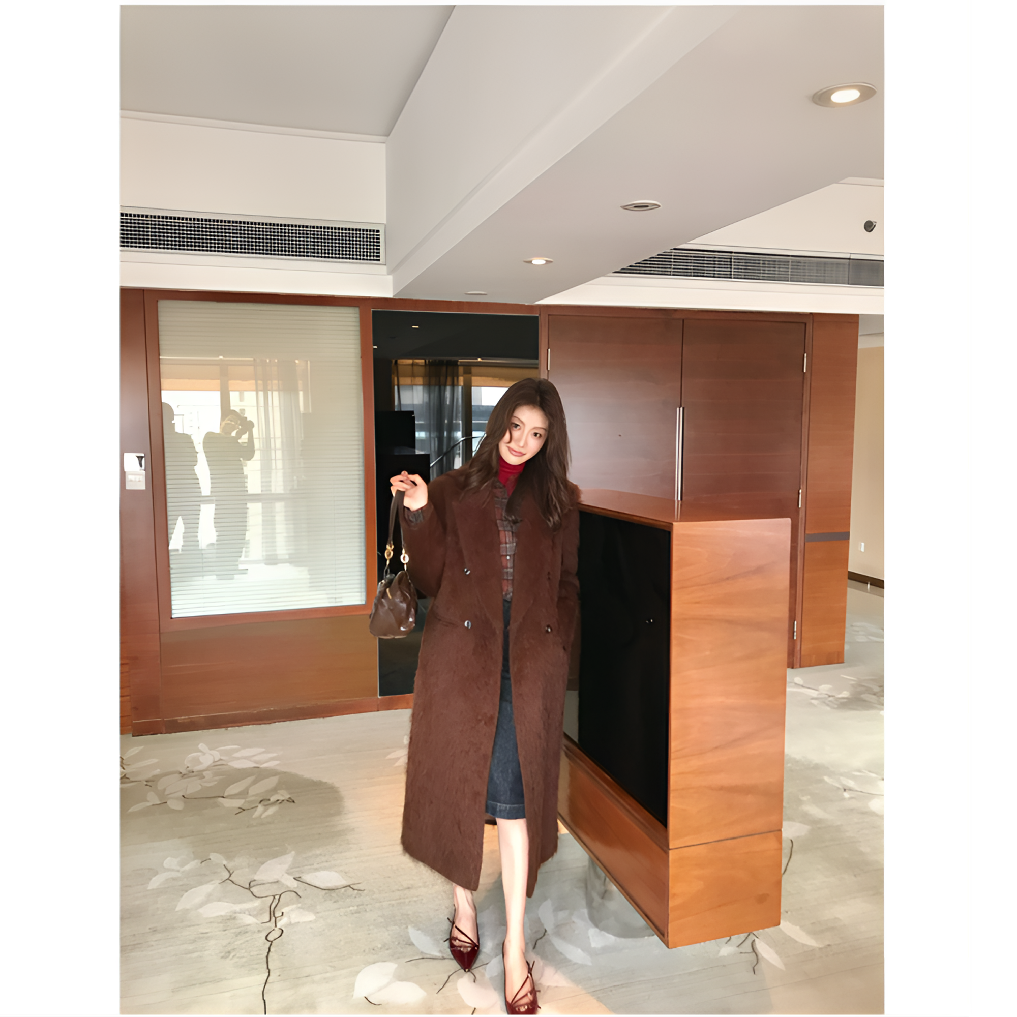 Alone Savor龙喜儿 轻奢安哥拉兔绒柔软保暖正肩女士毛呢大衣C270