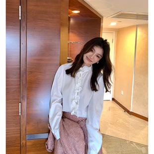 衬衫 Alone 女士长袖 早秋气质温柔木耳边拼接小衫 Z048 Savor龙喜儿