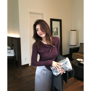 通勤精梳扭结T恤修身 Alone 时尚 秋季 显瘦上衣女J437 Savor龙喜儿