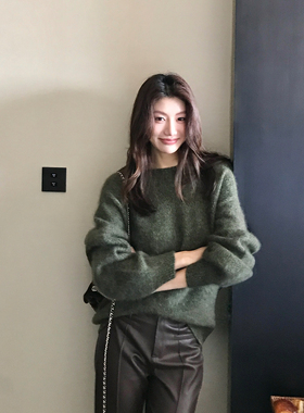 Alone Savor龙喜儿 轻奢100纯羊毛花纱拉毛高克重圆领羊毛衫T169