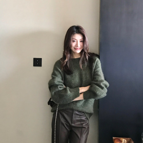 Alone Savor龙喜儿 轻奢100纯羊毛花纱拉毛高克重圆领羊毛衫T169