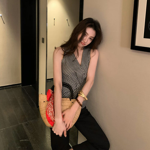 AloneSavor龙喜儿 黑色直筒休闲裤女夏季薄款高腰显瘦九分裤Z069