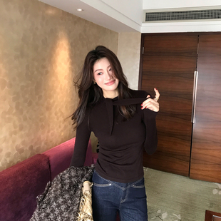 圆领系带打底衫 Alone 百搭绵羊毛针织衫 时尚 J205 Savor龙喜儿