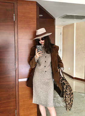 Alone Savor龙喜儿 秋冬温柔风羊毛针织开衫+针织半裙女套装J595