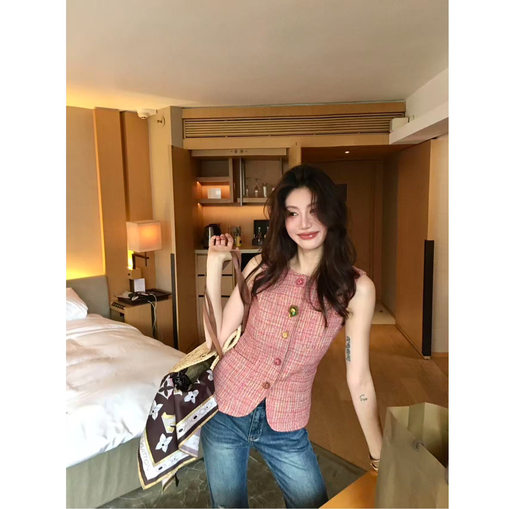 AloneSavor龙喜儿 小香风毛呢马甲女无袖圆领羊毛气质上衣R180