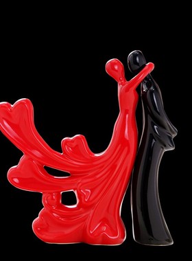 陶瓷摆件 颜色釉情侣相拥对舞 创意家居饰品 结婚礼品摆件包邮