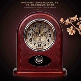 客厅桌面美式摆件卧室创意摇摆复古台式小型钟表家用座钟电子时钟