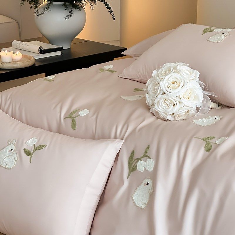 卡通可爱100S贡缎四件组萌宠毛巾绣被套床笠纯棉柔软床单儿童床品,床上用品,床品套件/四件套/多件套,淘宝优惠券,粉丝福利购,淘宝优惠卷