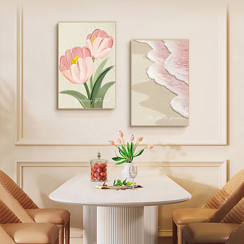 花卉卧室床头装饰画奶油风女孩房间背景墙挂画北欧治愈系餐厅壁画图片