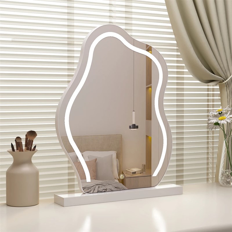 云朵化妆镜台式桌面带灯梳妆镜轻奢LED高级智能镜主卧梳妆台镜子