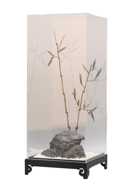 新中式创意亚克力罩竹子摆件售楼处迎宾接待大厅客厅玄关软装饰品