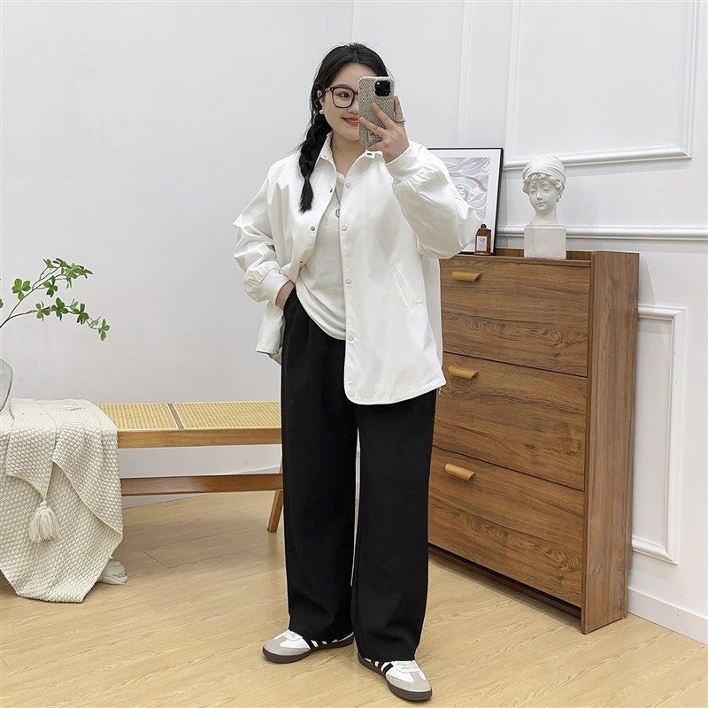 大码黑色休闲西装裤女春季新款胖mm宽松显瘦梨形身材垂感阔腿裤子,女装/女士精品,大码裤装,淘宝优惠券,粉丝福利购,淘宝优惠卷