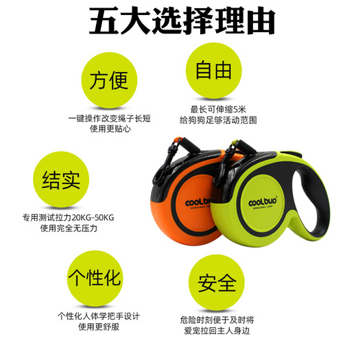 狗狗牵引绳自动伸缩遛狗绳小型犬泰迪大型金毛狗链子防挣脱胸背带