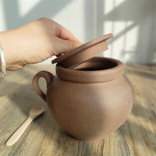 无釉老式盐罐粗土陶罐茶叶罐猪油坛调味罐家用带盖子储物密封罐