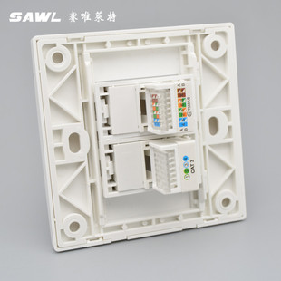 双口电话插电脑插座面板86型二位免打电话和网线网络插孔信息面板