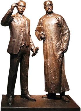 南陈北李人物铸铜玻璃钢名人故居景区场景室内雕塑艺术定制摆件