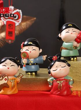 国潮古风唐小圆和小竹马情侣摆件创意家居桌面工位装饰品礼物