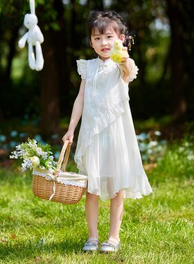 【西子问】女童改良小旗袍裙新中式汉服夏季2024新款仙气夏装荔栀