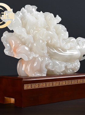 招财摆件天然玉石大白菜中式家居饰品玄关电视柜装饰开业公司送礼