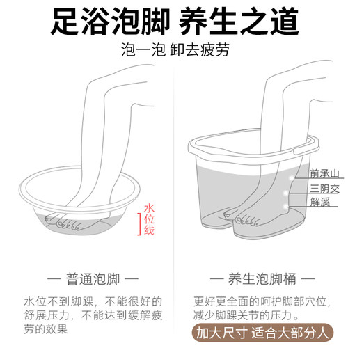麦宝隆塑料颗粒按摩足浴桶手提加厚洗脚桶带盖泡脚桶冬季保温盆