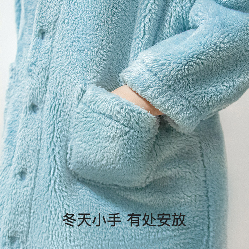 婴儿秋冬季保暖睡袍宝宝珊瑚绒睡衣男童女童毛绒加厚家居袍秋冬款